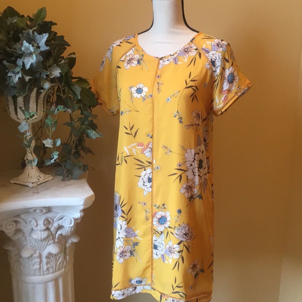 Miami yellow sunshine floral dress